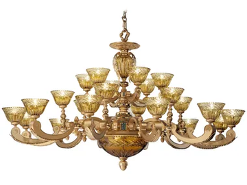 EDEN 265/24+3 - Sanded gold plated chandelier with amber crystal by Possoni Illuminazione - view 2
